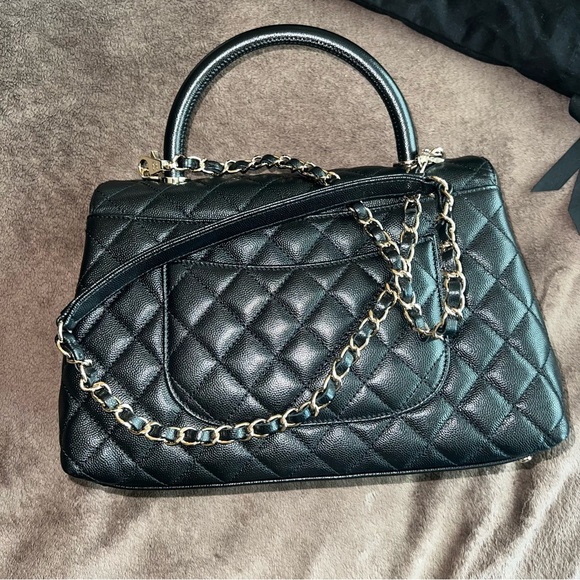 CHANEL COCO HANDLE CAVIAR MEDIUM BAG CC LOGO - Picture 13 of 13